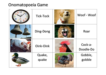 Preview of Onomatopoeia - Match Game - Poetry
