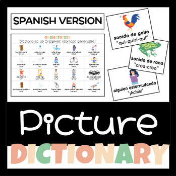 Preview of Onomatopoeia Picture Dictionary | Spanish | Figurative Language Resource