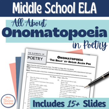 Preview of Onomatopoeia Worksheets - Middle School Poetry