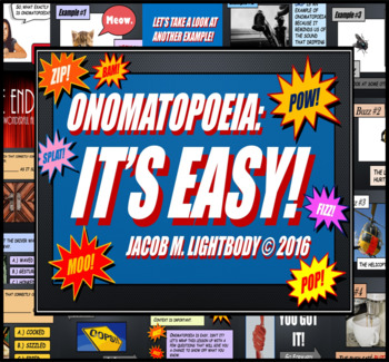 Preview of Onomatopoeia Powerpoint Lesson (Great for Poetry Standards)