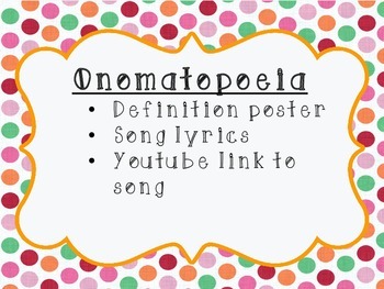 Preview of Grammar:  Onomatopoeia Song- Digital Resource!