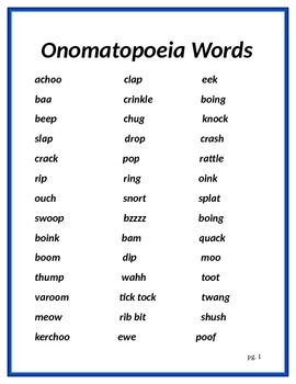 Preview of Onomatopoeia Words...Writing