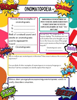 Preview of Onomatopoeia Worksheet