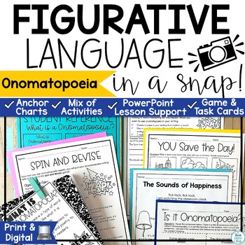 Preview of Onomatopoeia Worksheets Poems Figurative Language PowerPoint 3rd 4th 5th Grade