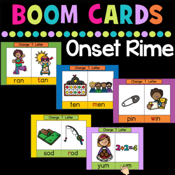 Preview of Onset Rime Word Families | Change 1 Letter | Boom Cards Bundle