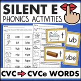 Magic E Long Vowel Silent E Worksheet CVCe Word Work Game Centers