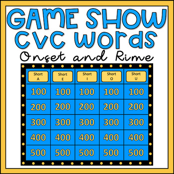 Preview of Onset and Rime Activity CVC Words Game Show EDITABLE Digital Phonics Activity
