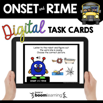 Preview of Onset and Rime - Boom Cards™ Digital Task Cards for Phonics - kindergarten pre-k