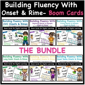 Preview of Onset and Rime Phonics Word Fluency Digital Boom Cards Bundle