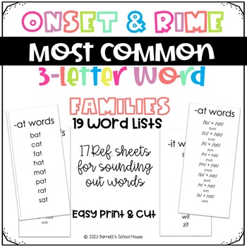 Preview of Onset and Rime Resource, Flash Cards for 3 Letter Word Families, Teacher Guided