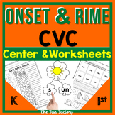Onset & Rime Worksheets Activities Centers | CVC Words Worksheets