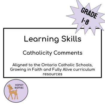 Preview of Ontario Catholic Comments for Learning Skills
