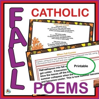 Preview of Ontario Catholic Fall Reading Poem Activities with Critical Thinking Questions