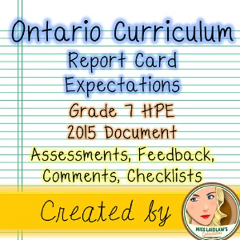 Preview of Ontario Curriculum Expectations Checklist - Grade 7 Health, Physical Education