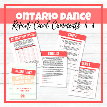 Preview of Ontario DANCE Report Card Comment Builder - Grades 4 to 8