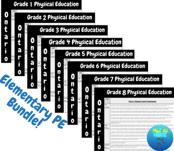 Preview of Ontario Elementary Physical Education Report Comments Grades 1-8