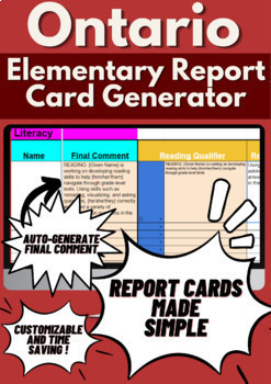 Ontario Elementary REPORT CARD GENERATOR by Make Things Simple | TPT