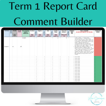 Preview of Ontario Elementary Term 1 Report Card Comment Builder