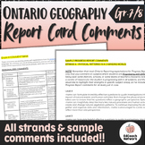 Ontario GEOGRAPHY Report Card Comments Grade 7 8 UPDATED 2