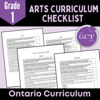 Preview of Ontario Grade 1 Arts Curriculum Checklist