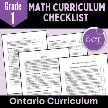 Preview of Ontario Grade 1 Mathematics Curriculum Checklist