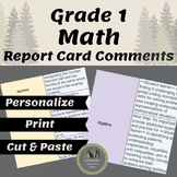 Ontario Grade 1 Mathematics Report Card Comments