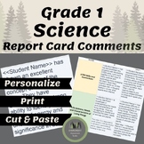 Ontario Grade 1 Science Report Card Comments