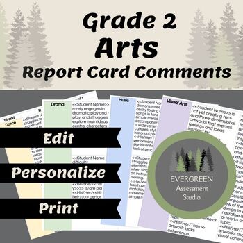 Preview of Ontario Grade 2 Arts Report Card Comments
