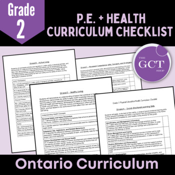 Preview of Ontario Grade 2 Health and Phys. Ed Curriculum Checklist 