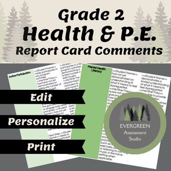 Preview of Ontario Grade 2 Health and Physical Education Report Card Comments
