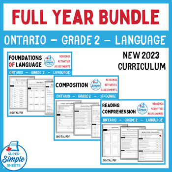 Preview of Ontario Grade 2 Language - FULL YEAR BUNDLE - NEW 2023 Curriculum