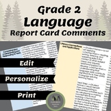 Ontario Grade 2 Language Report Card Comments