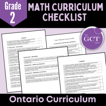 Preview of Ontario Grade 2 Mathematics Curriculum Checklist
