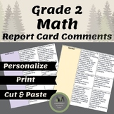 Ontario Grade 2 Mathematics Report Card Comments
