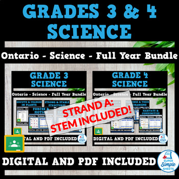 Preview of NEW 2022 CURRICULUM! Ontario - Grade 3 & 4 Science STEM - FULL YEAR BUNDLE