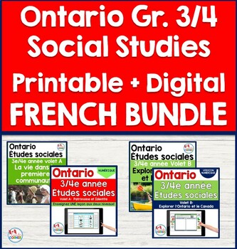 Preview of Ontario Grade 3/4 Social Studies Full Year Printable + Digital FRENCH Bundle