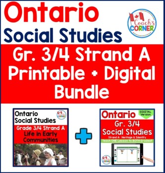 Preview of Ontario Grade 3/4 Social Studies Strand A Printable + Digital Bundle