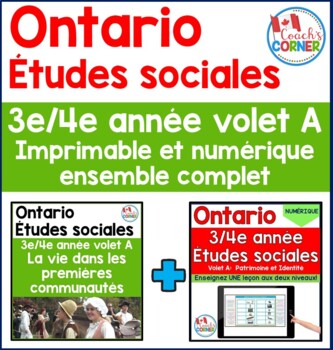 Preview of Ontario Grade 3/4 Social Studies Strand A Printable and Digital FRENCH BUNDLE