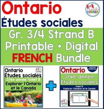 Preview of Ontario Grade 3/4 Strand B FRENCH Full Year Printable + Digital Bundle