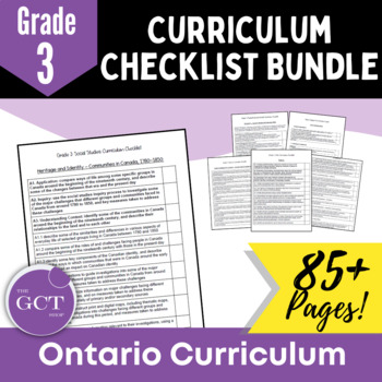 Preview of Ontario Grade 3 Curriculum Checklists Bundle