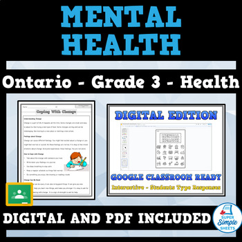 Preview of Ontario Grade 3 Health - Mental Health Literacy