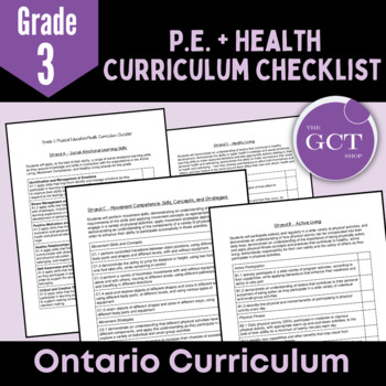 Preview of Ontario Grade 3 Health and Phys. Ed Curriculum Checklist 