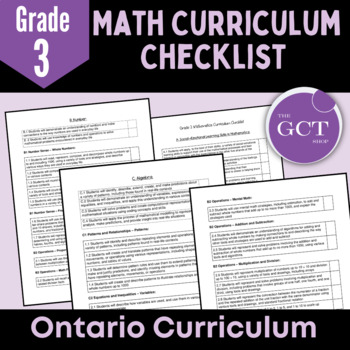 Preview of Ontario Grade 3 Mathematics Curriculum Checklist