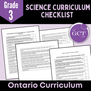 Preview of Ontario Grade 3 Science NEW 2022 Curriculum Checklist 