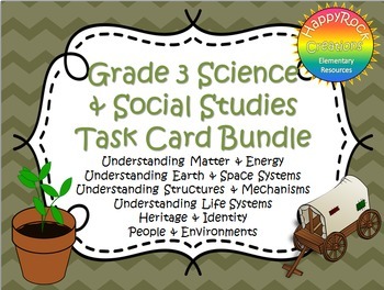 Preview of Ontario Grade 3 Social Studies and Science Task Card Bundle