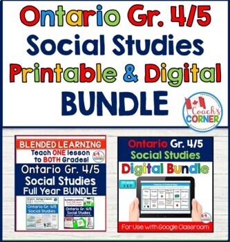 Preview of Ontario Grade 4|5 Social Studies Printable + Digital BUNDLE