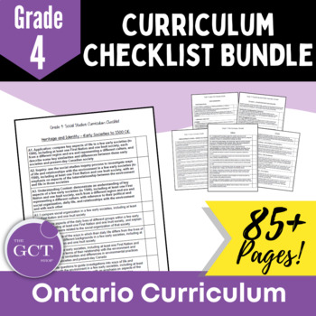 Preview of Ontario Grade 4 Curriculum Checklists Bundle