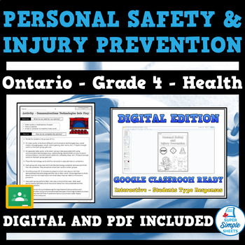 Preview of Ontario Grade 4 Health - Personal Safety and Injury Prevention