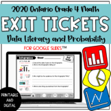 Ontario Grade 4 Math Exit Tickets | Data Literacy | Print 