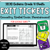 Ontario Grade 4 Math Exit Tickets | Spatial Sense and Geom